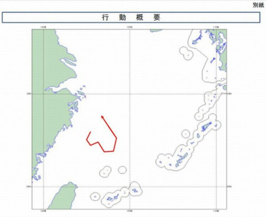 資料圖：日方公布的中國海監(jiān)運-12飛機(jī)12月22日飛行路線。