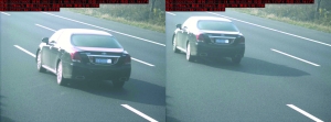 由于車速過快，高清探頭抓拍下的畫面，有一點點模糊 監(jiān)控截圖