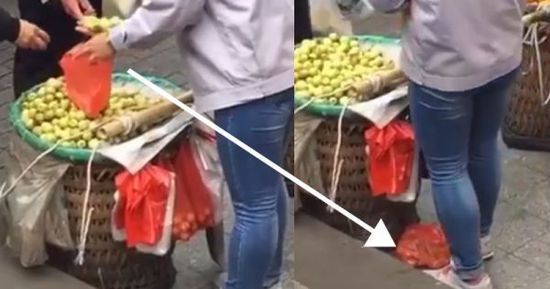 網(wǎng)上流傳的短片顯示，賣(mài)棗子棗子的小販以偷龍轉(zhuǎn)鳳的手段把棗子換掉。
