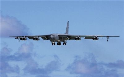 美軍B-52戰(zhàn)略轟炸機。其為韓三大核保護傘之一。