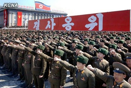 29日，平壤金日成廣場舉行軍民大會，對朝鮮人民軍最高司令部聲明表示支持。