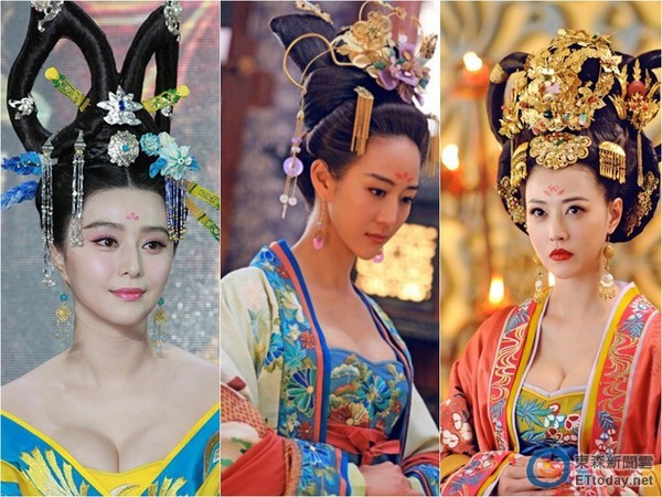 范冰冰、張鈞甯、周海媚，在《武媚娘》中爆乳演出