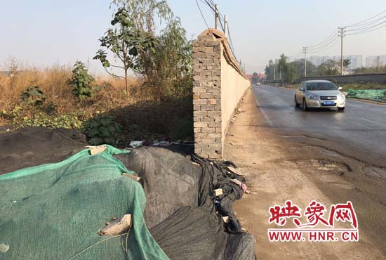 一墻之隔，一邊是道路，一邊是垃圾和荒草，市民質(zhì)疑其為遮羞墻。