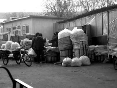 “黑作坊”制好的豆芽流向北京日上綜合商品批發(fā)市場(chǎng)。