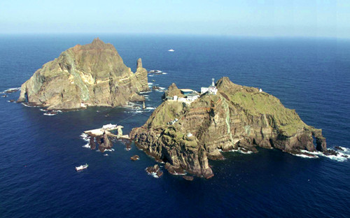 資料圖：日韓爭(zhēng)議島嶼，韓國(guó)稱“獨(dú)島”，日本稱“竹島”。